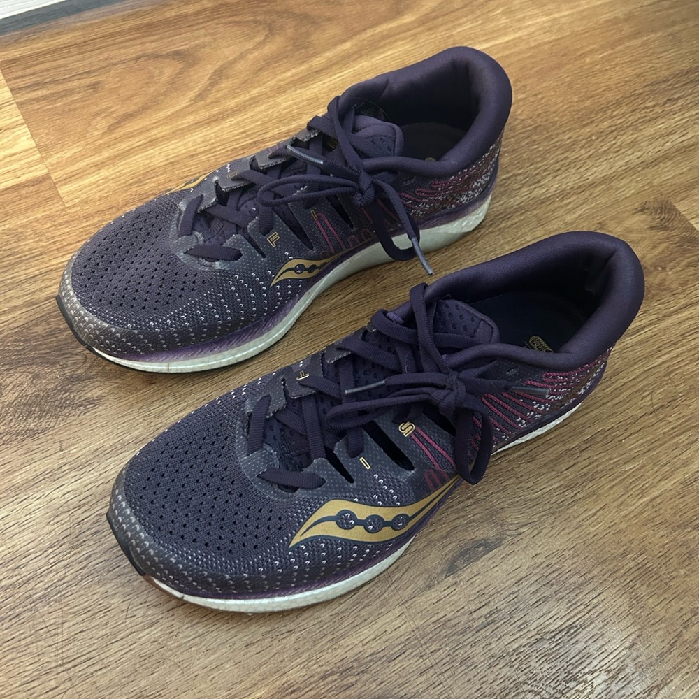 Saucony Dark Purple and Gold Athletic Shoes